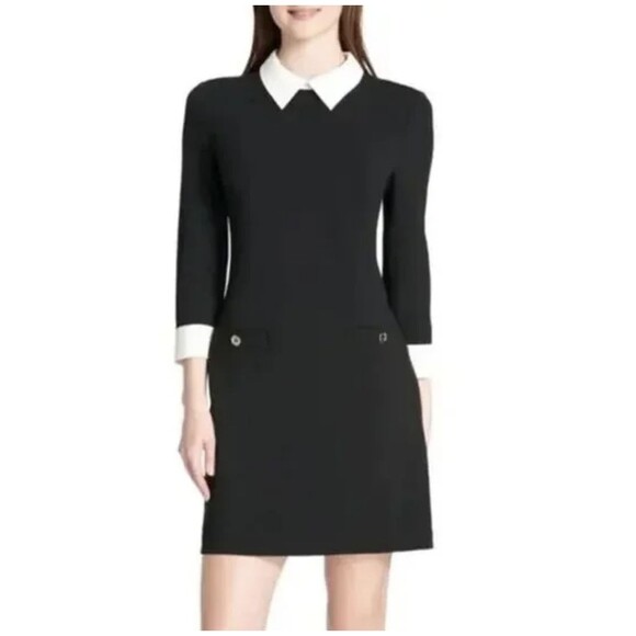 Tommy Hilfiger Dresses & Skirts - Tommy Hilfiger Collared Shift Dress Size 10 Black Wednesday Addams Preppy Office